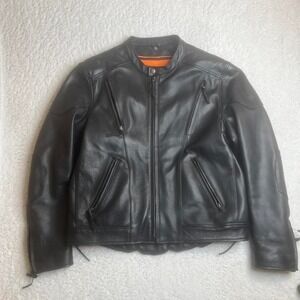 Vintage classic leather gear men's black biker heavy bomber jacket Ricky crop xl